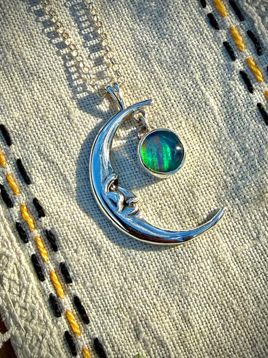 Aura Opal Man in the Moon Necklace