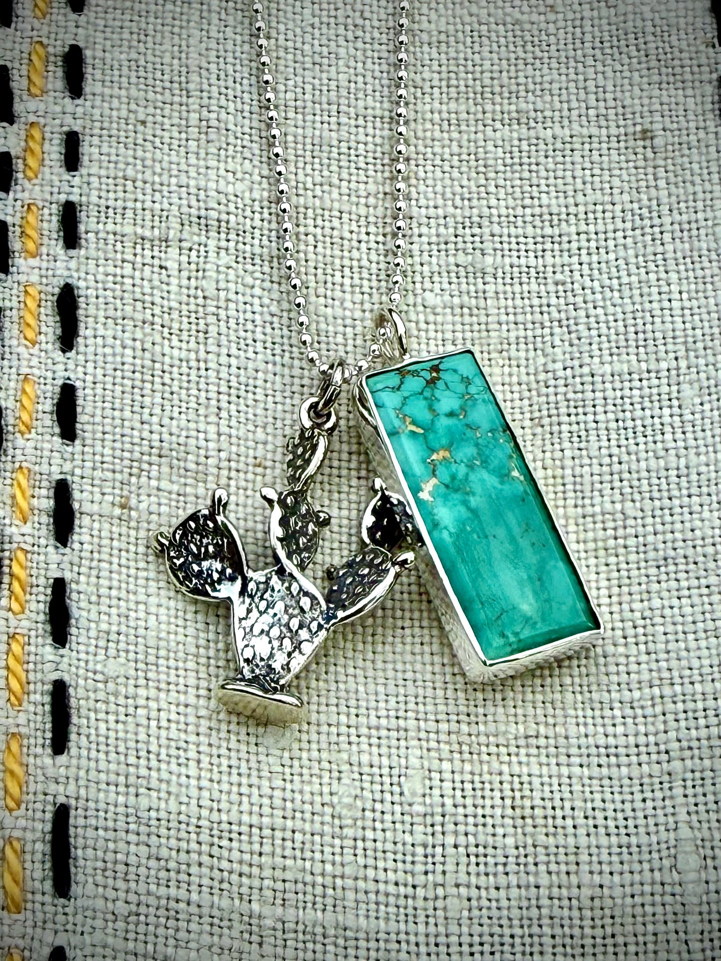 Emerald Valley Turquoise and Cactus Charm Necklace