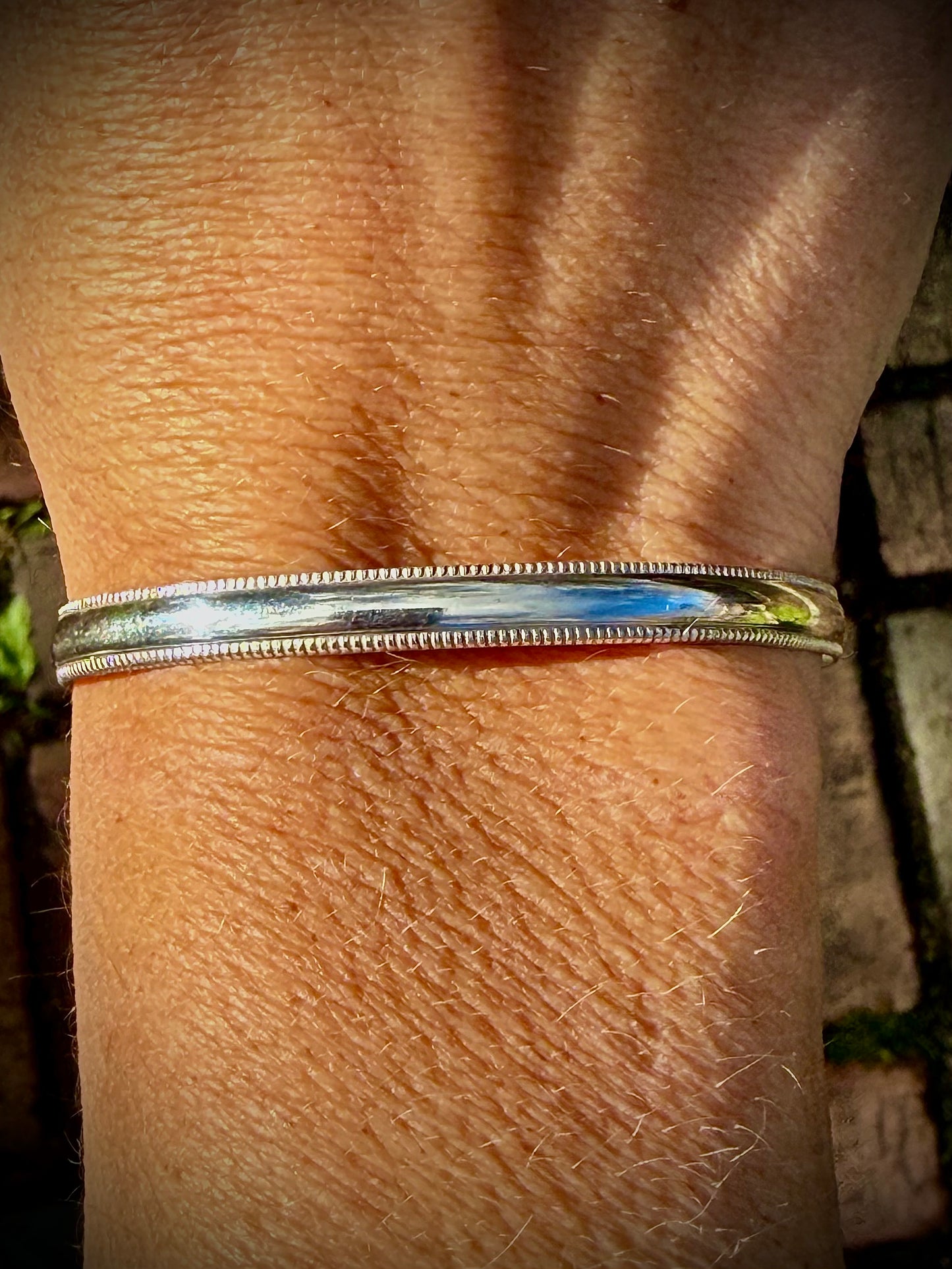 Decorative Edged Sterling Silver Cuff