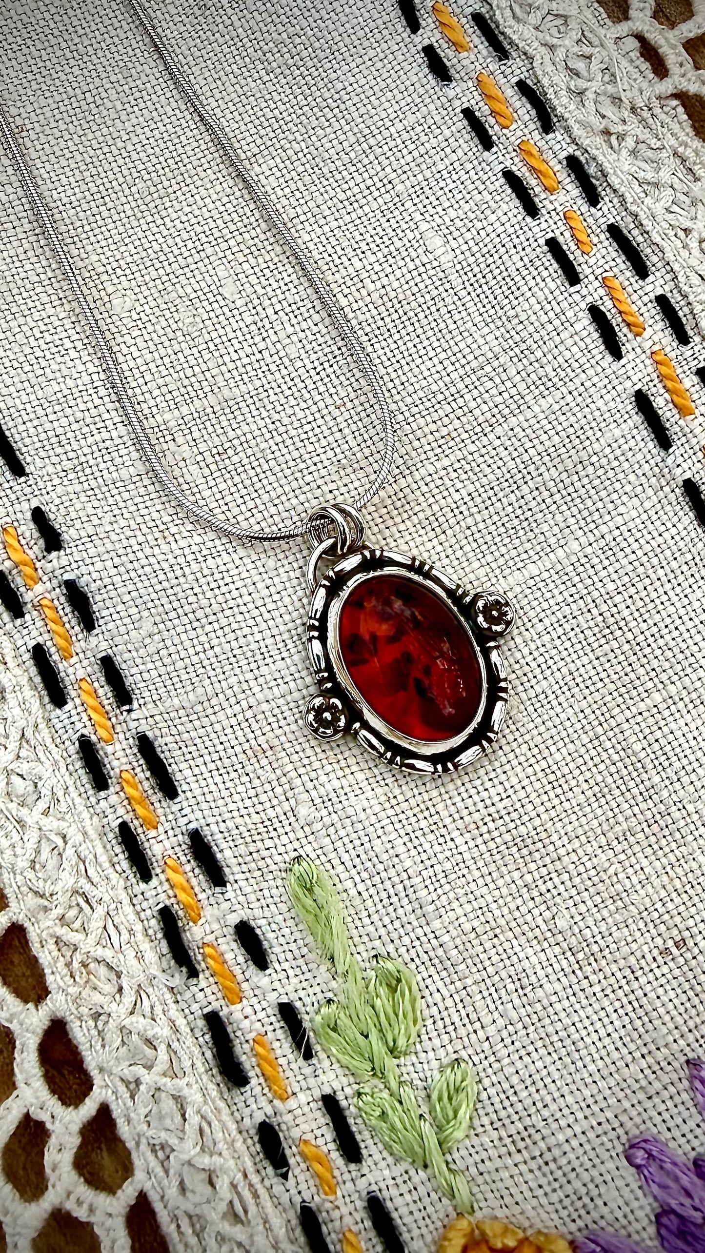 Baltic Amber Flower Pendant