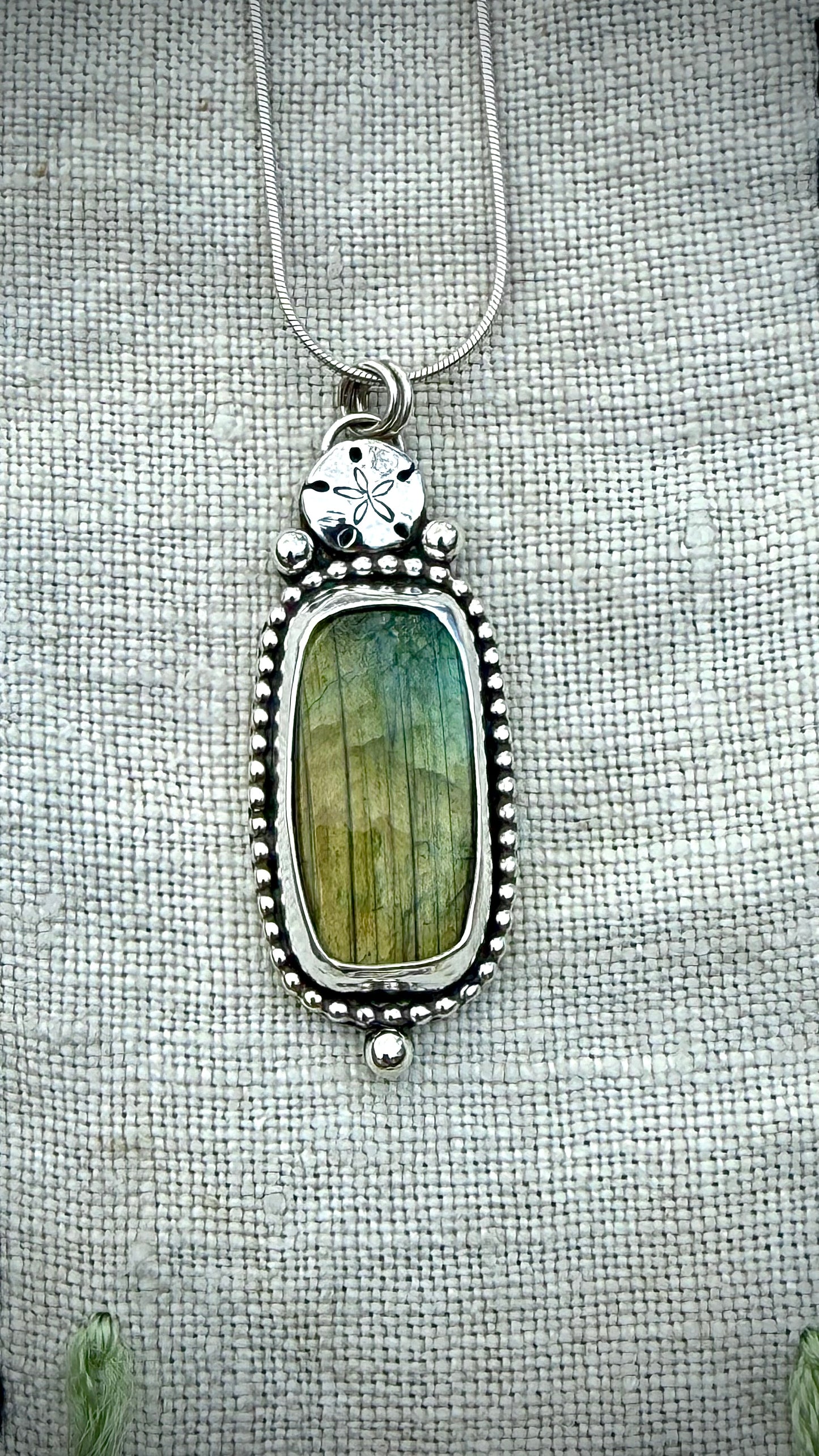 Beachy Labradorite Sand Dollar Necklace