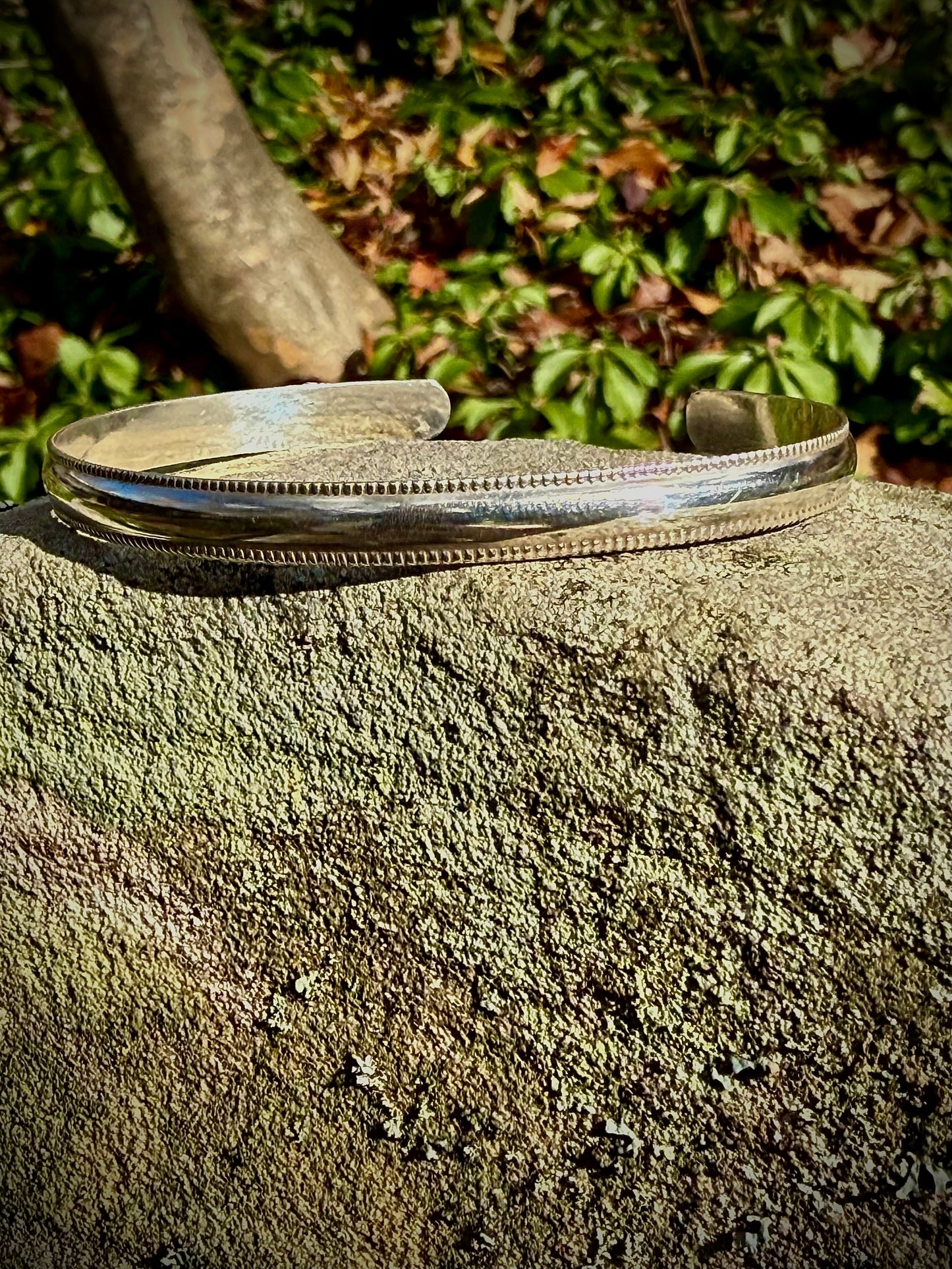Decorative Edged Sterling Silver Cuff