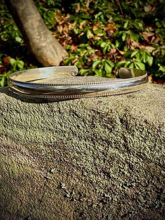 Decorative Edged Sterling Silver Cuff