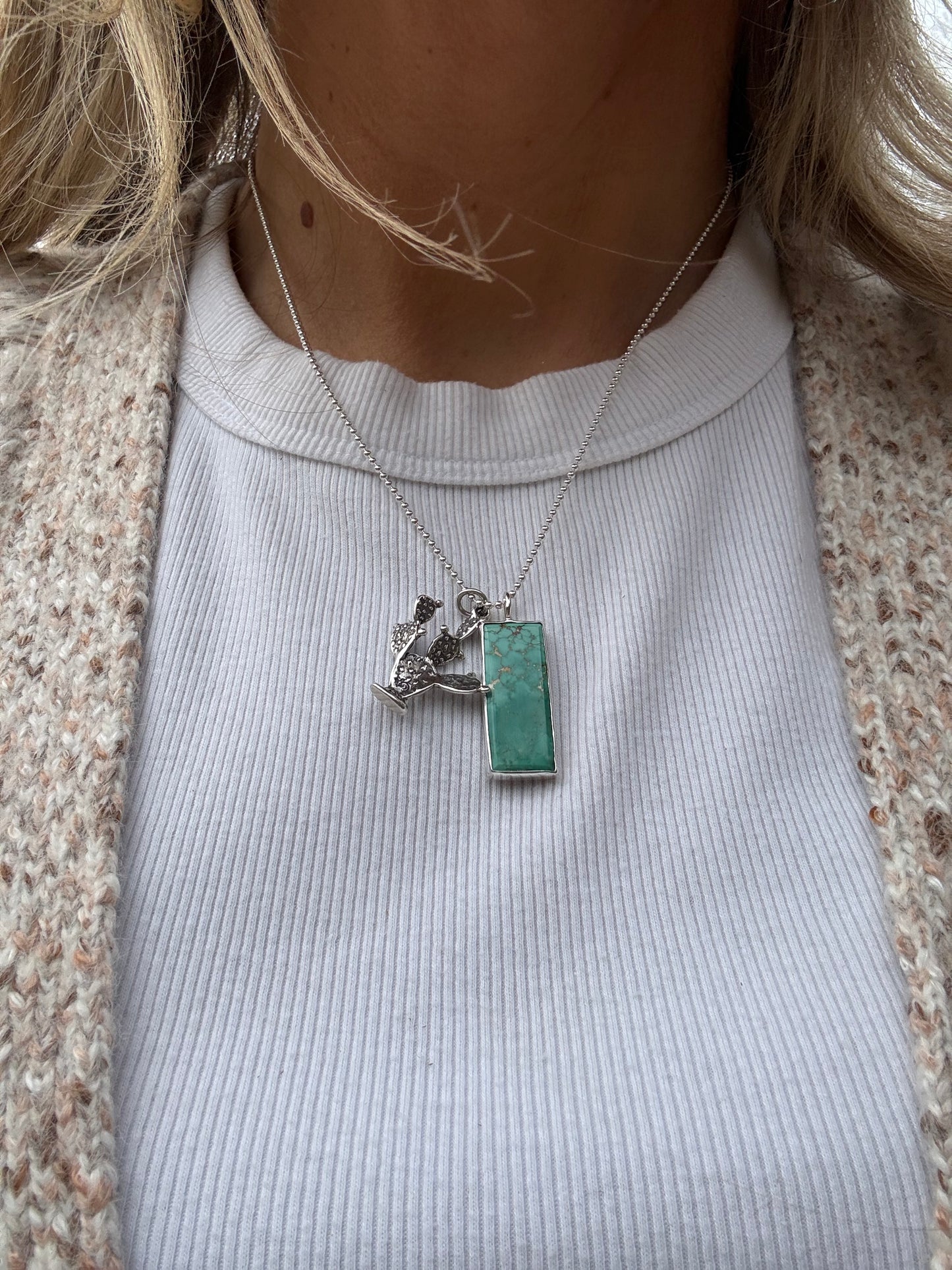 Emerald Valley Turquoise and Cactus Charm Necklace