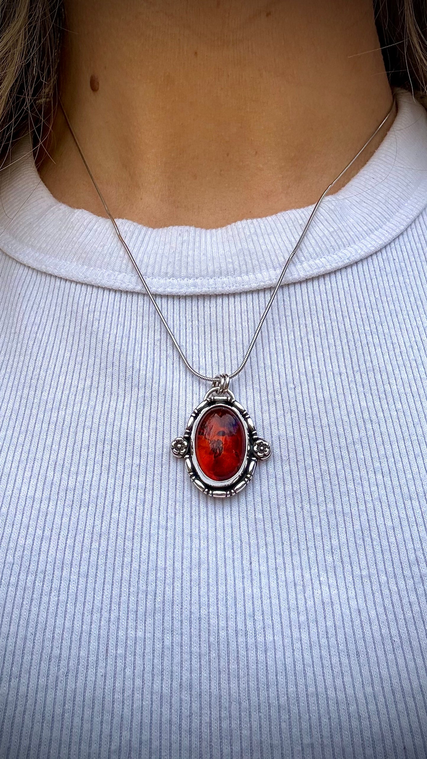 Baltic Amber Flower Pendant