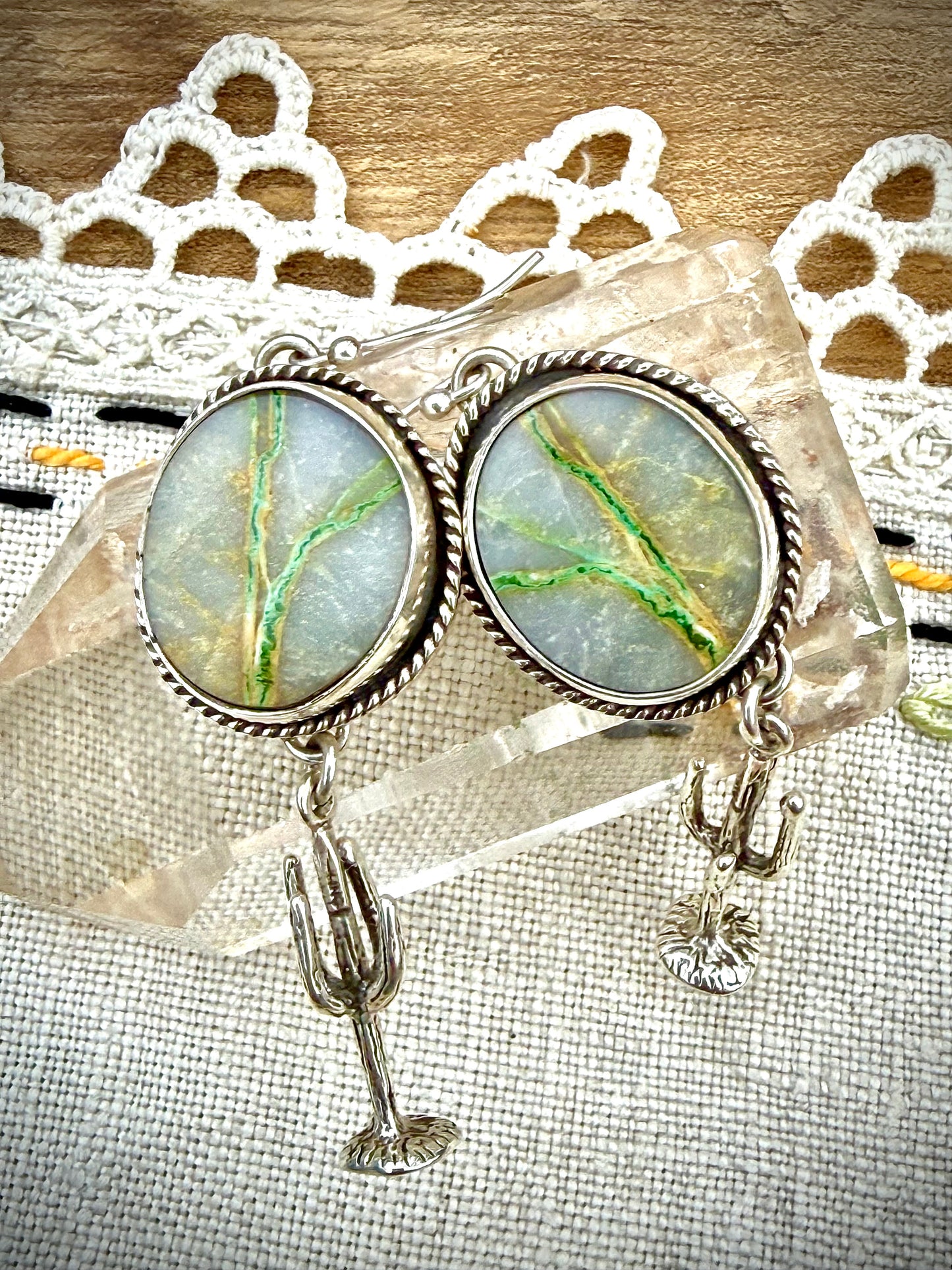 Royston Ribbon Turquoise and Saguaro Cactus Earrings