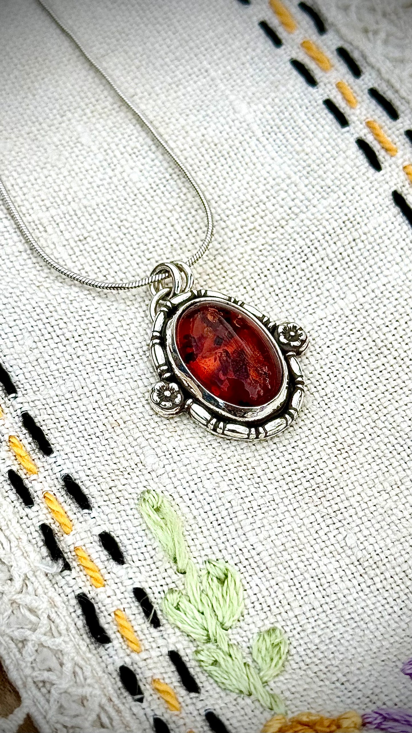 Baltic Amber Flower Pendant