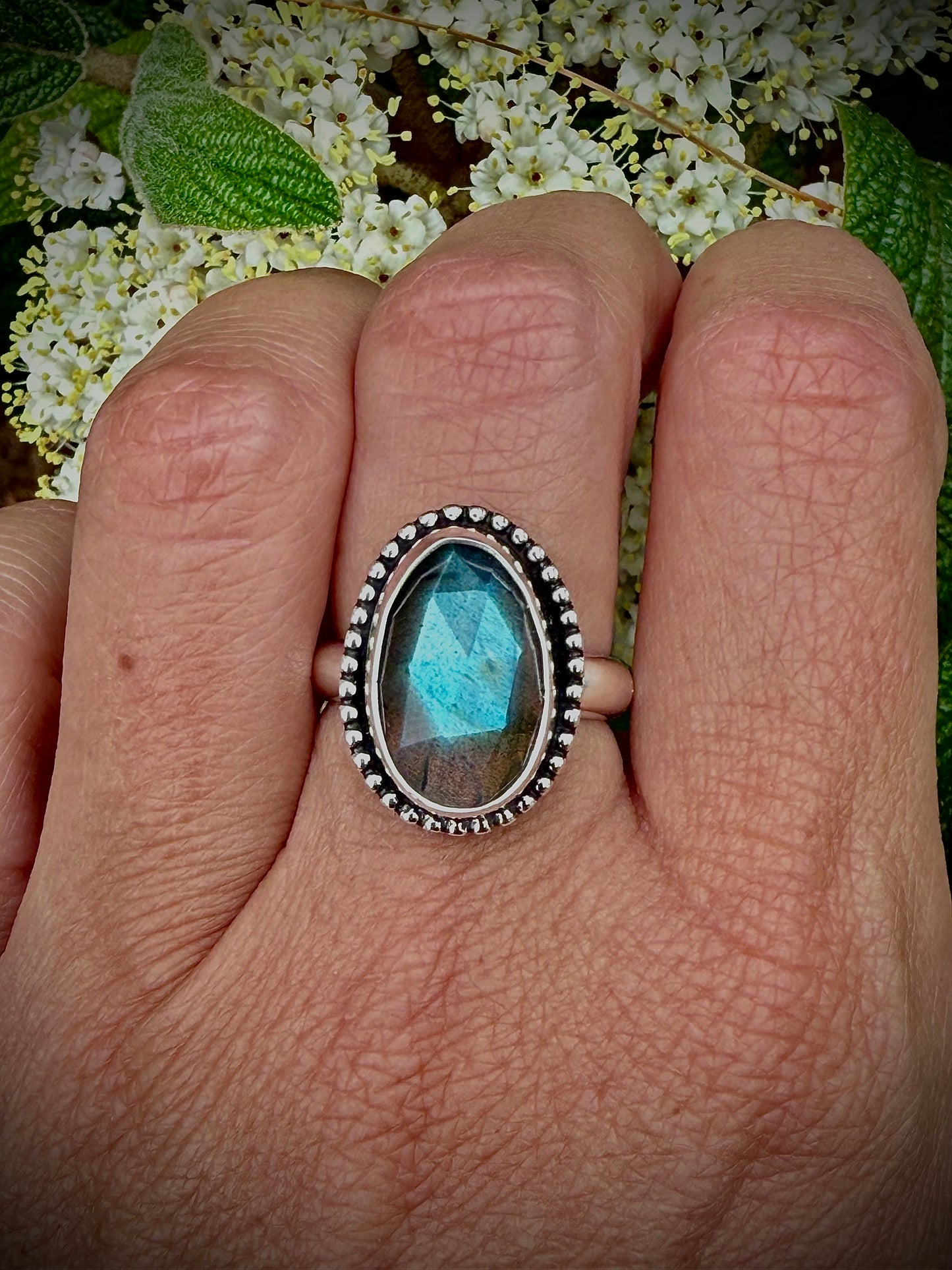 Faceted Labradorite Ring