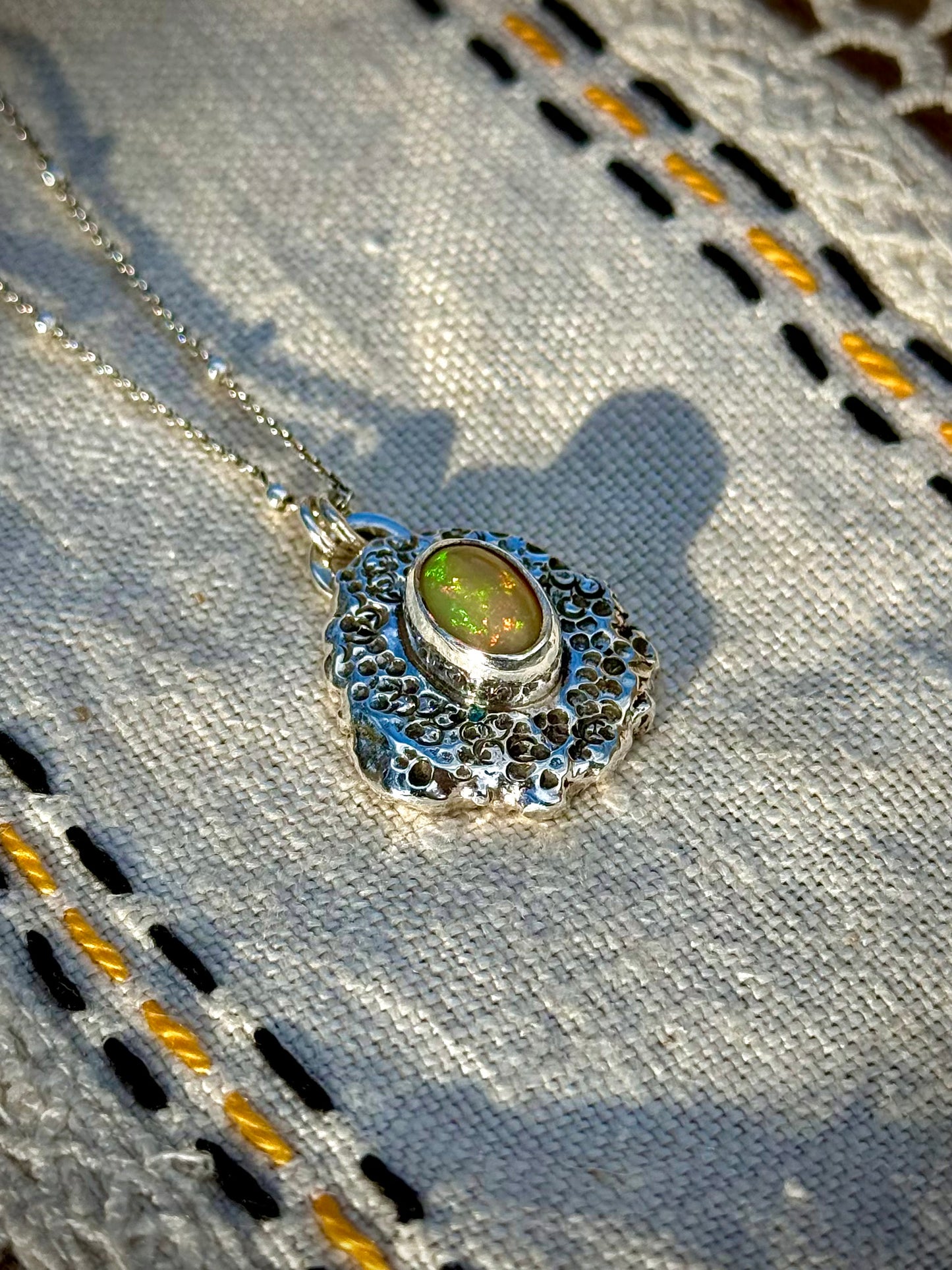 Melted Metal Opal Necklace