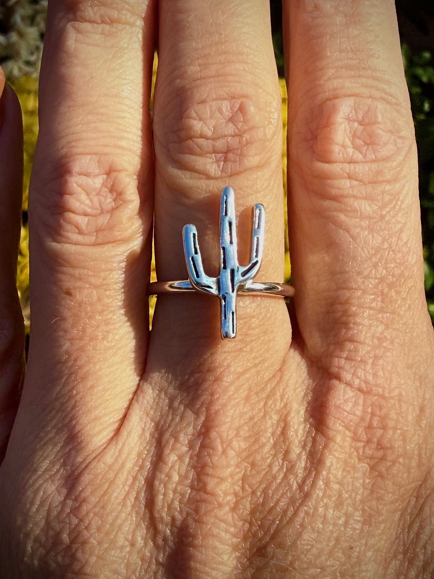 Simple Sterling Silver Cactus Ring (Size   6.75)