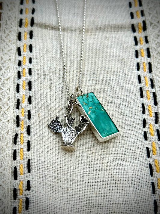 Emerald Valley Turquoise and Cactus Charm Necklace