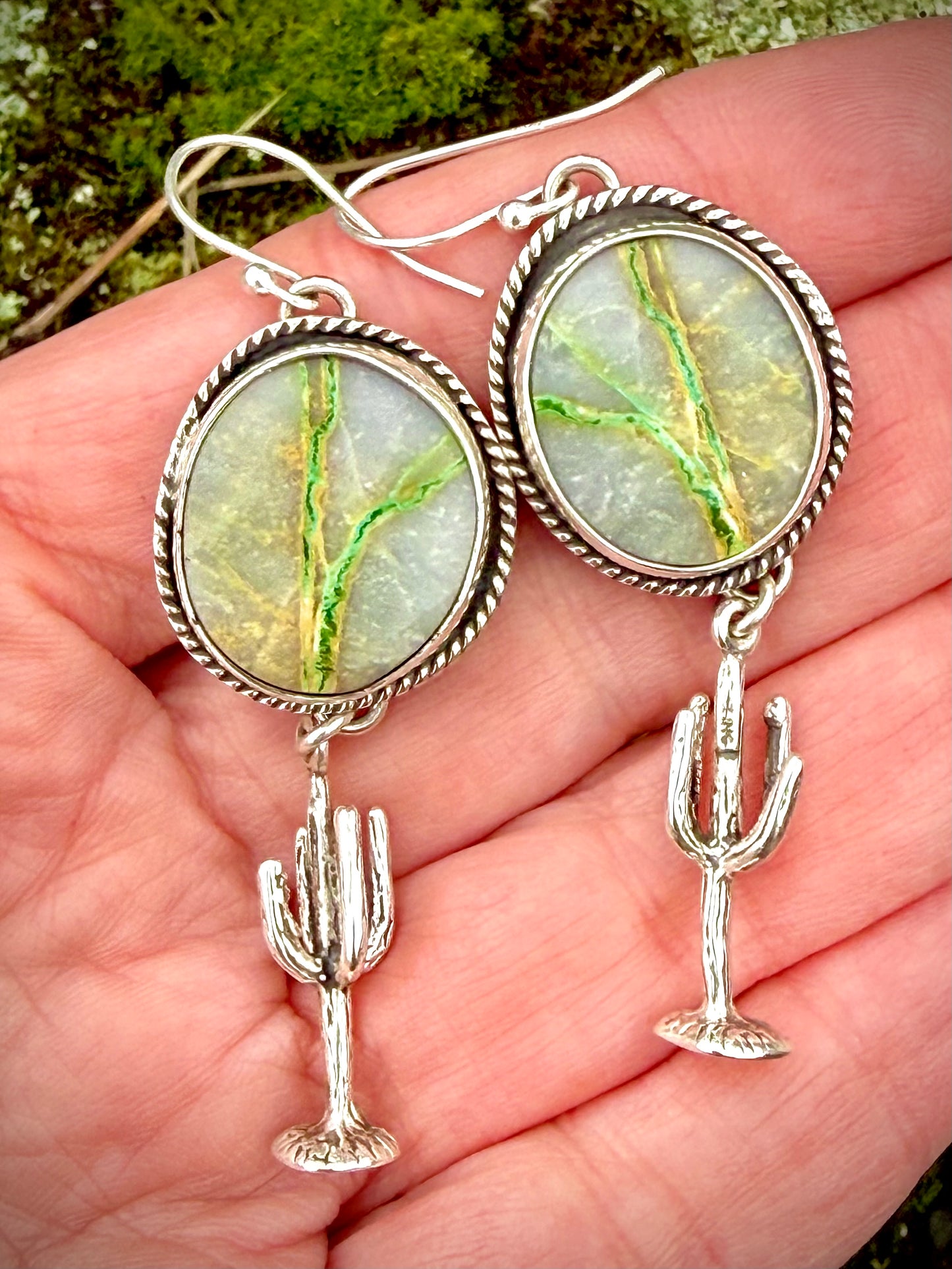 Royston Ribbon Turquoise and Saguaro Cactus Earrings