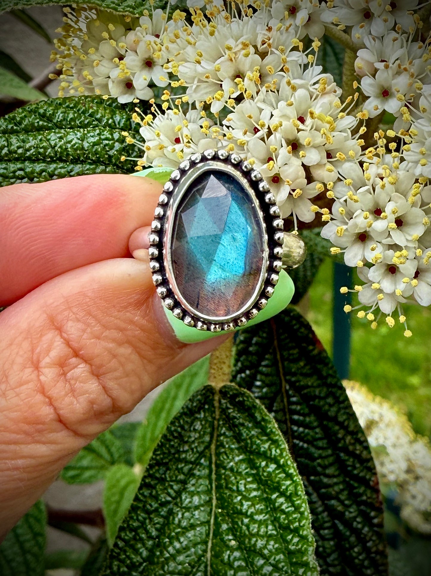 Faceted Labradorite Ring