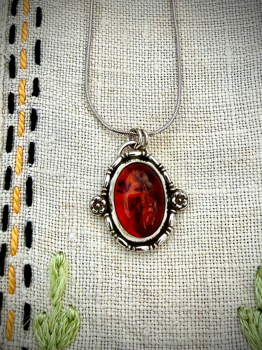 Baltic Amber Flower Pendant