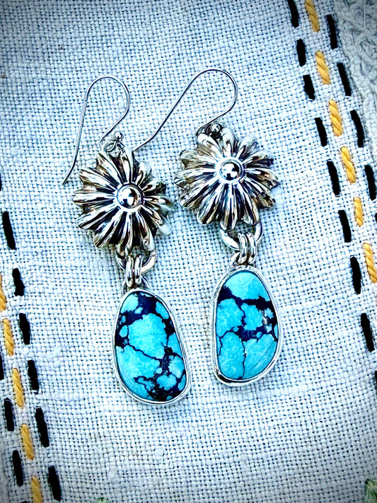 Kingman Turquoise Concho Earrings