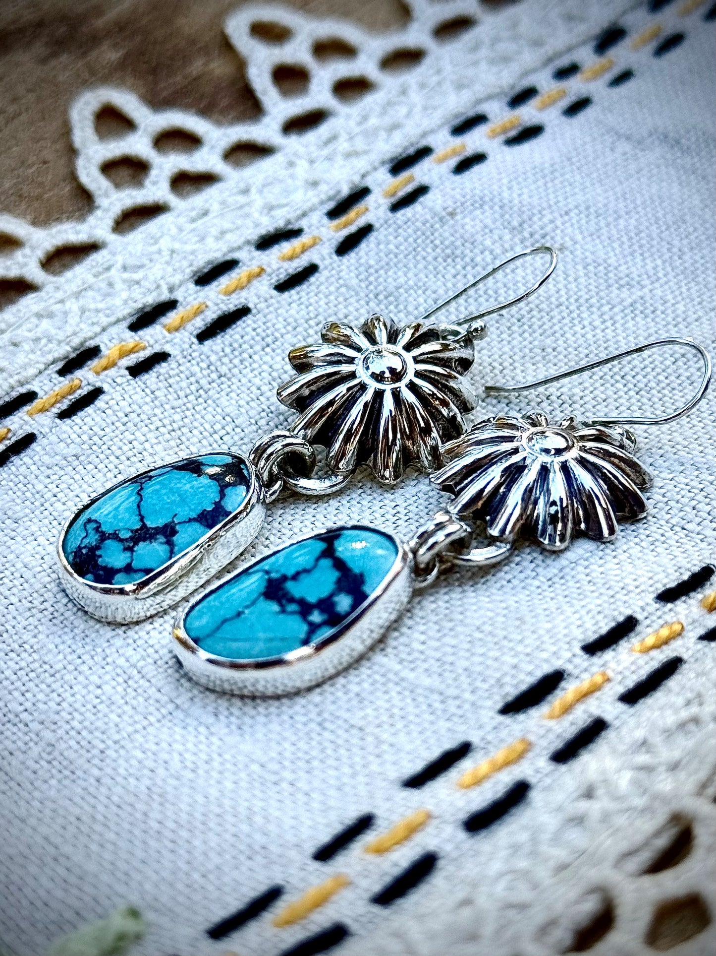 Kingman Turquoise Concho Earrings