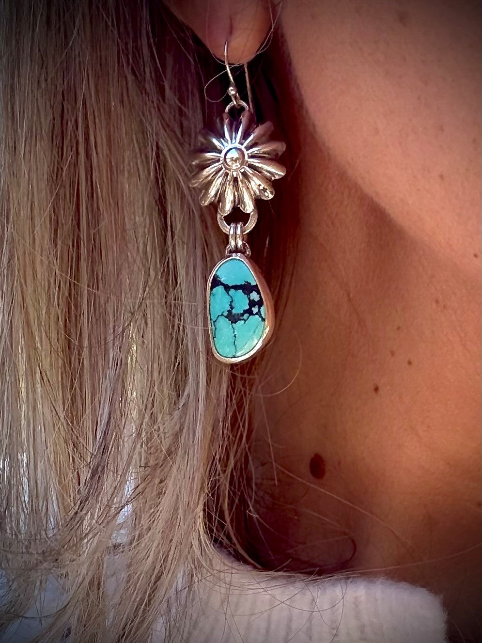 Kingman Turquoise Concho Earrings