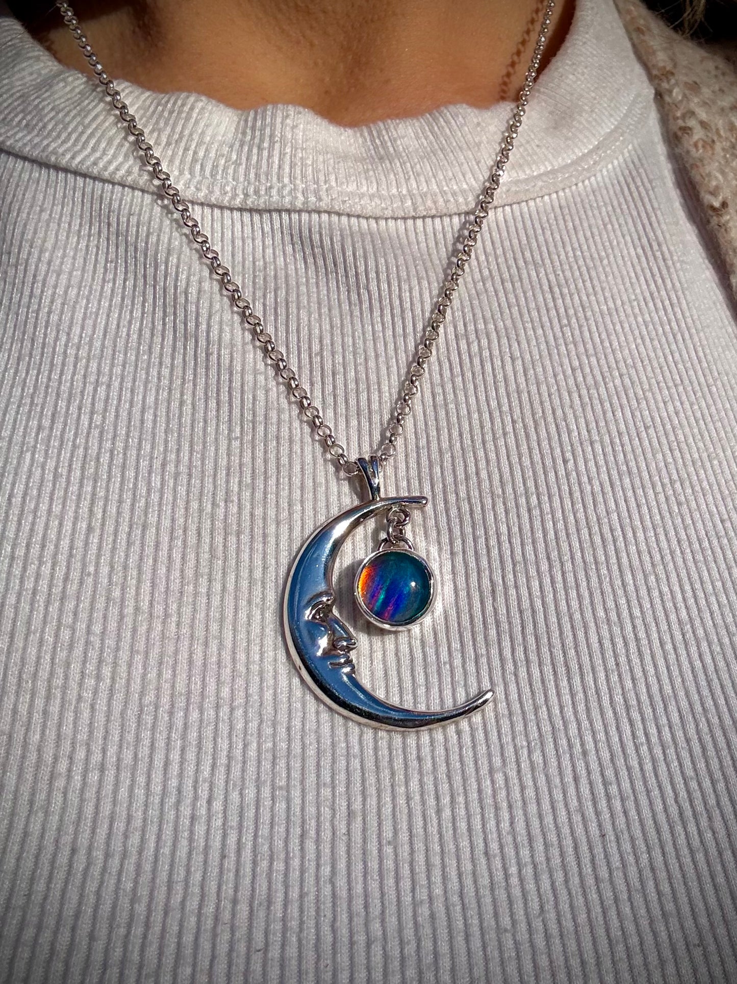 Aura Opal Man in the Moon Necklace