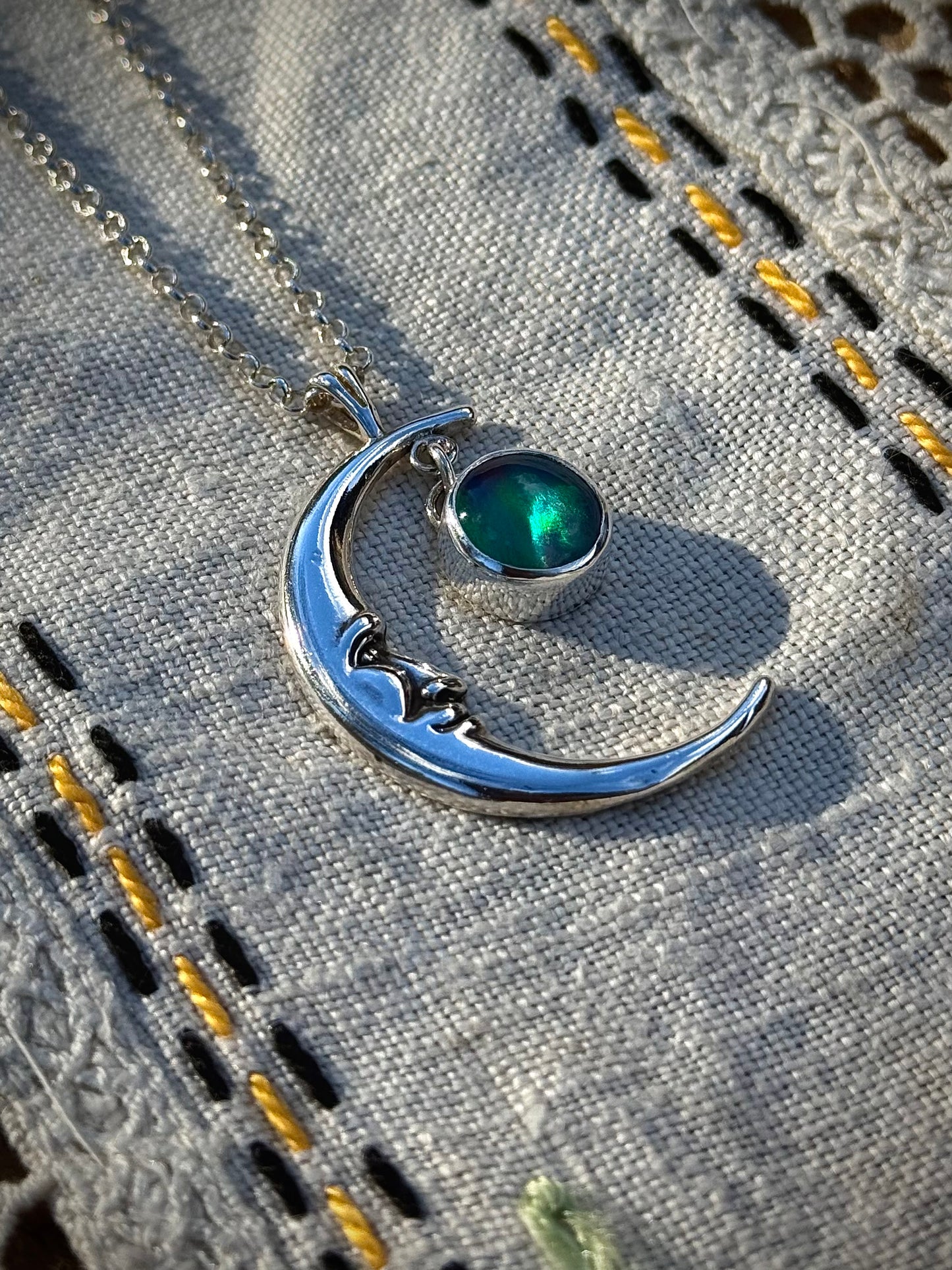 Aura Opal Man in the Moon Necklace