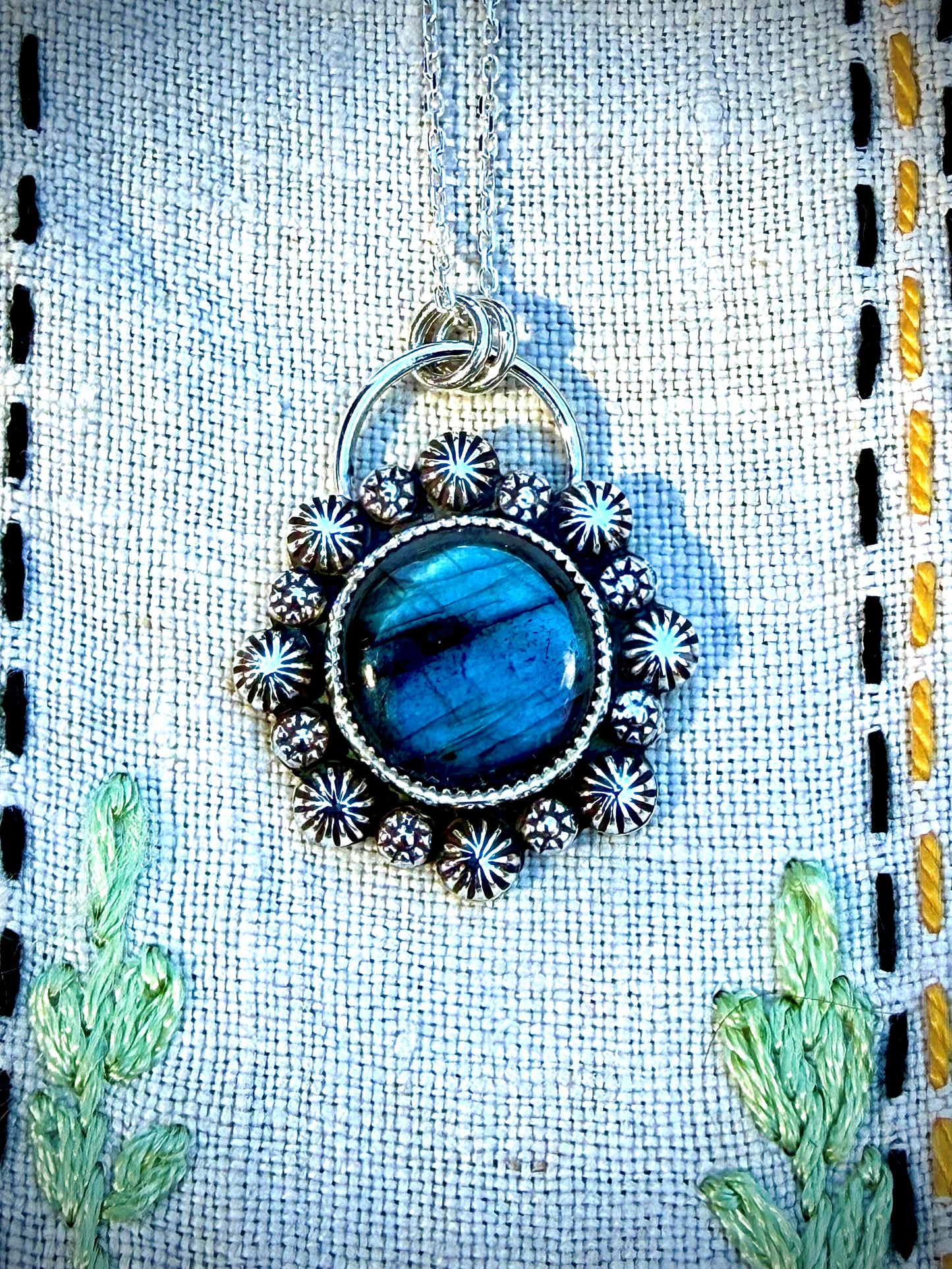Labradorite Flower Pendant
