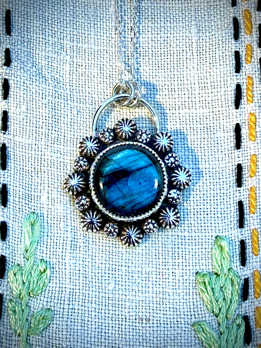 Labradorite Flower Pendant