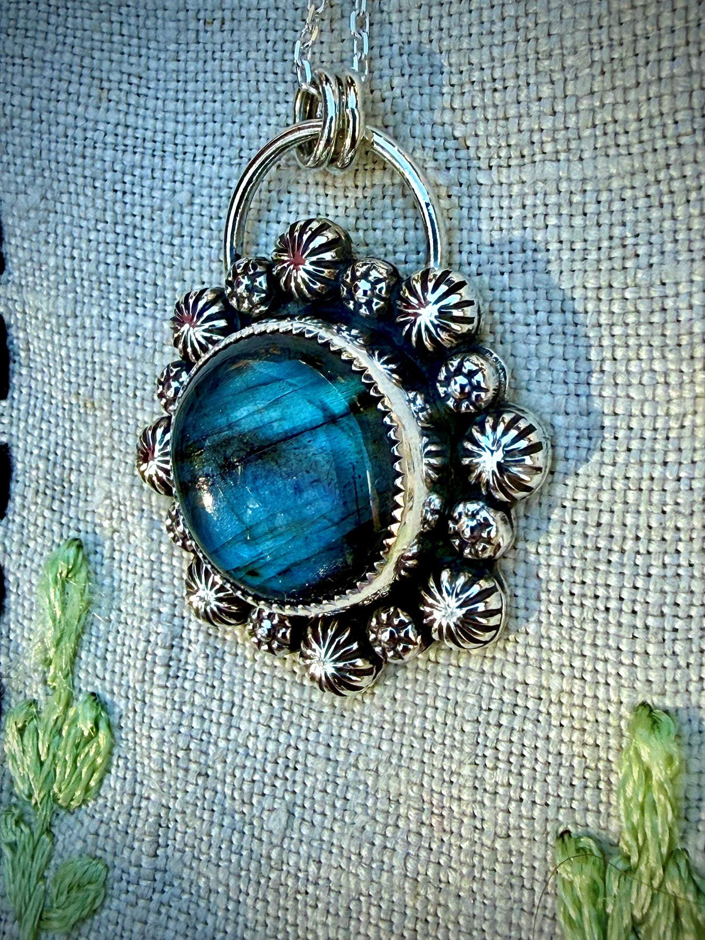 Labradorite Flower Pendant