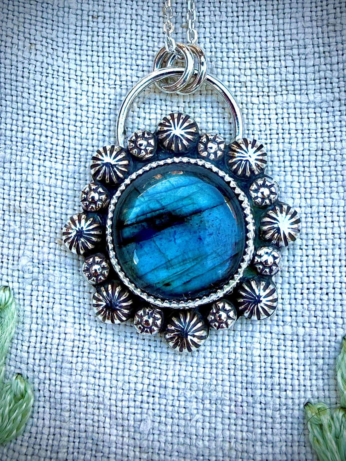 Labradorite Flower Pendant