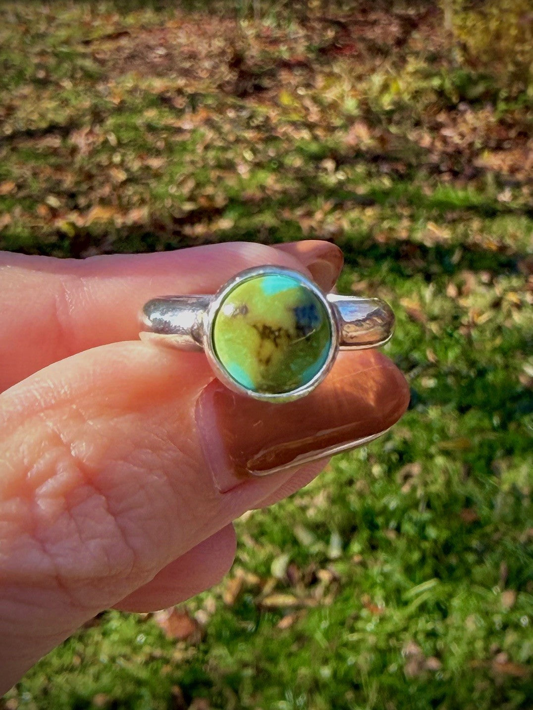Royston Turquoise on a Simple Silver Band (Size 7.5)