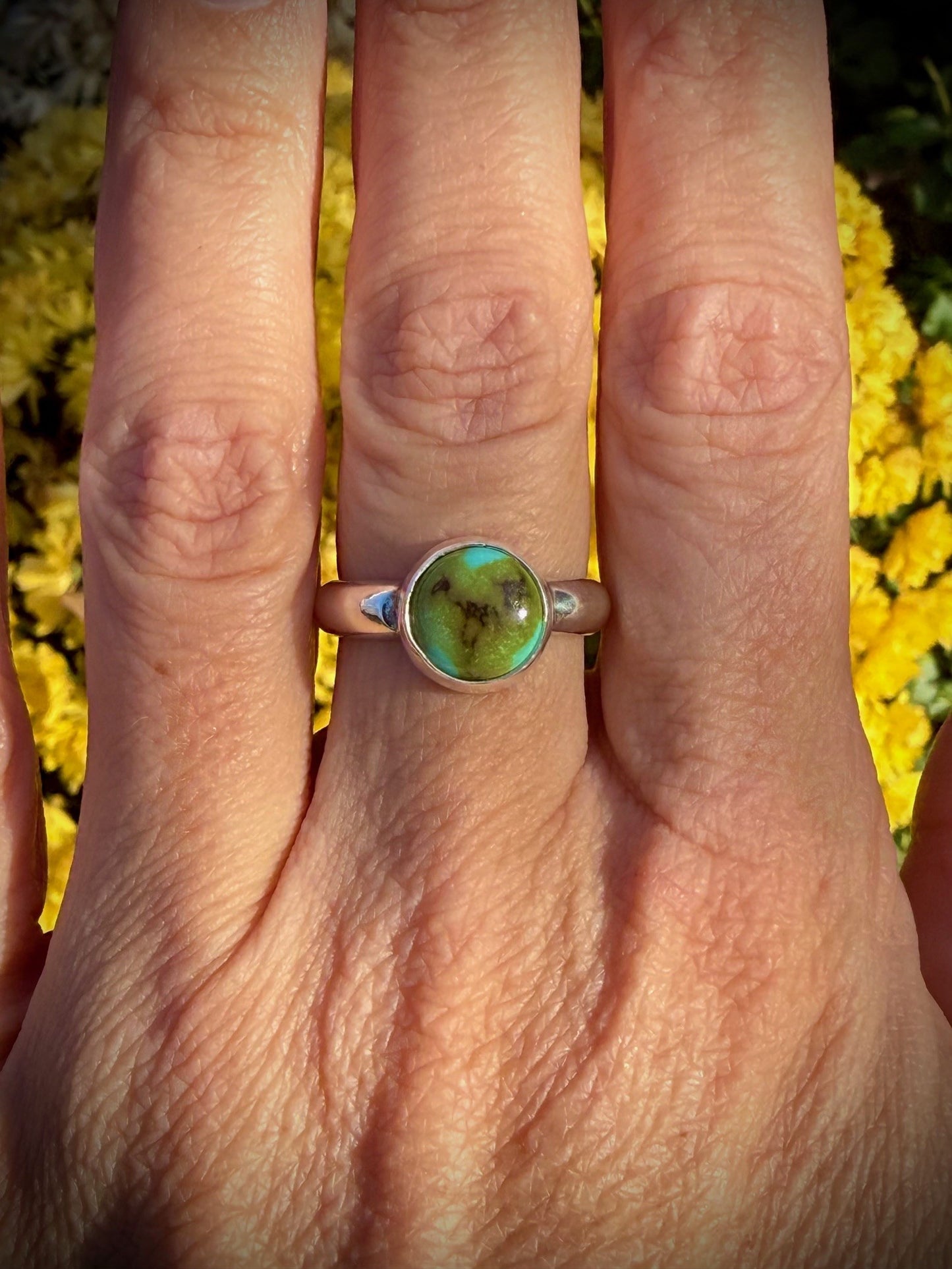 Royston Turquoise on a Simple Silver Band (Size 7.5)