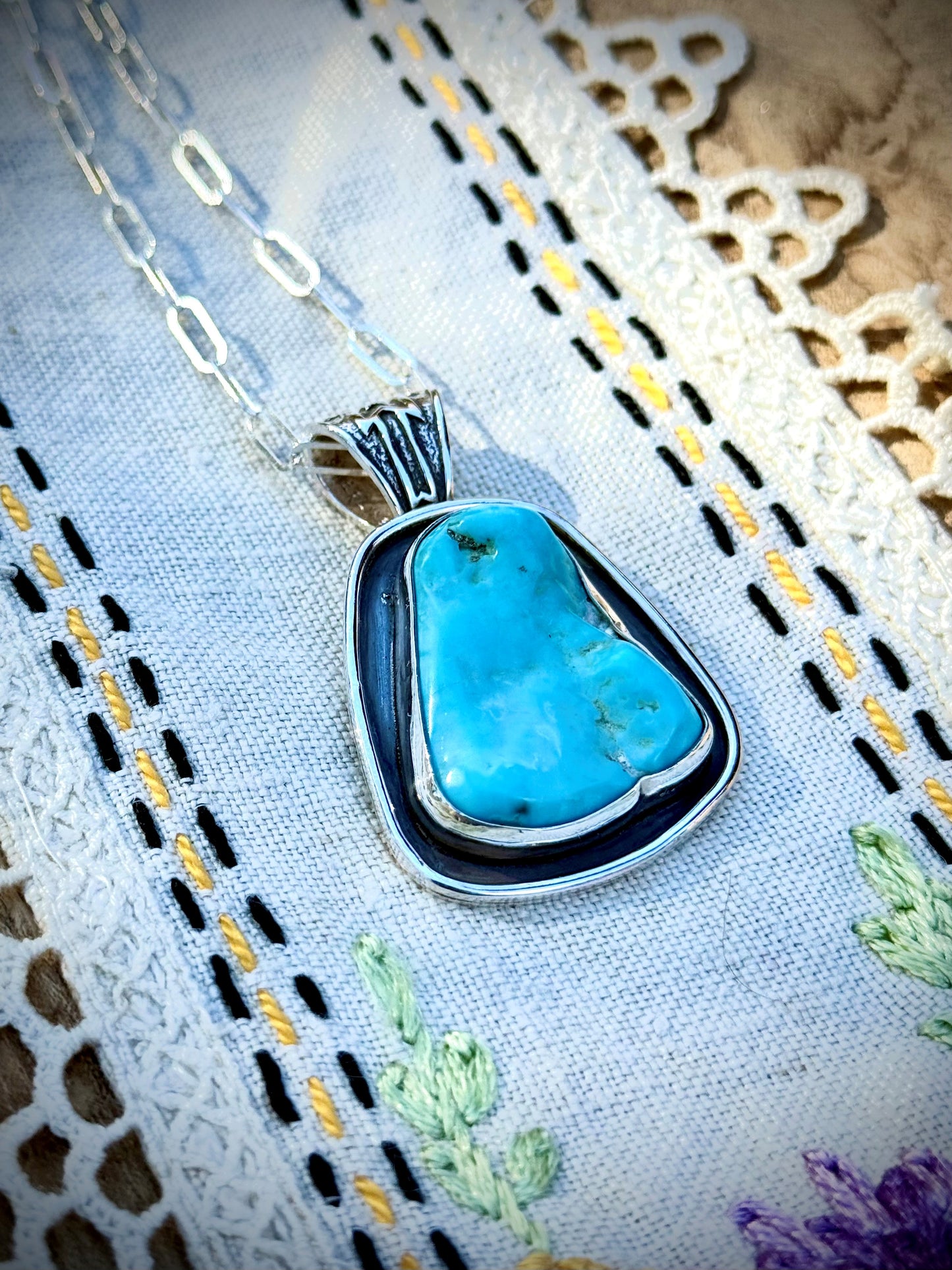 Raw Blue Ridge Turquoise Pendant