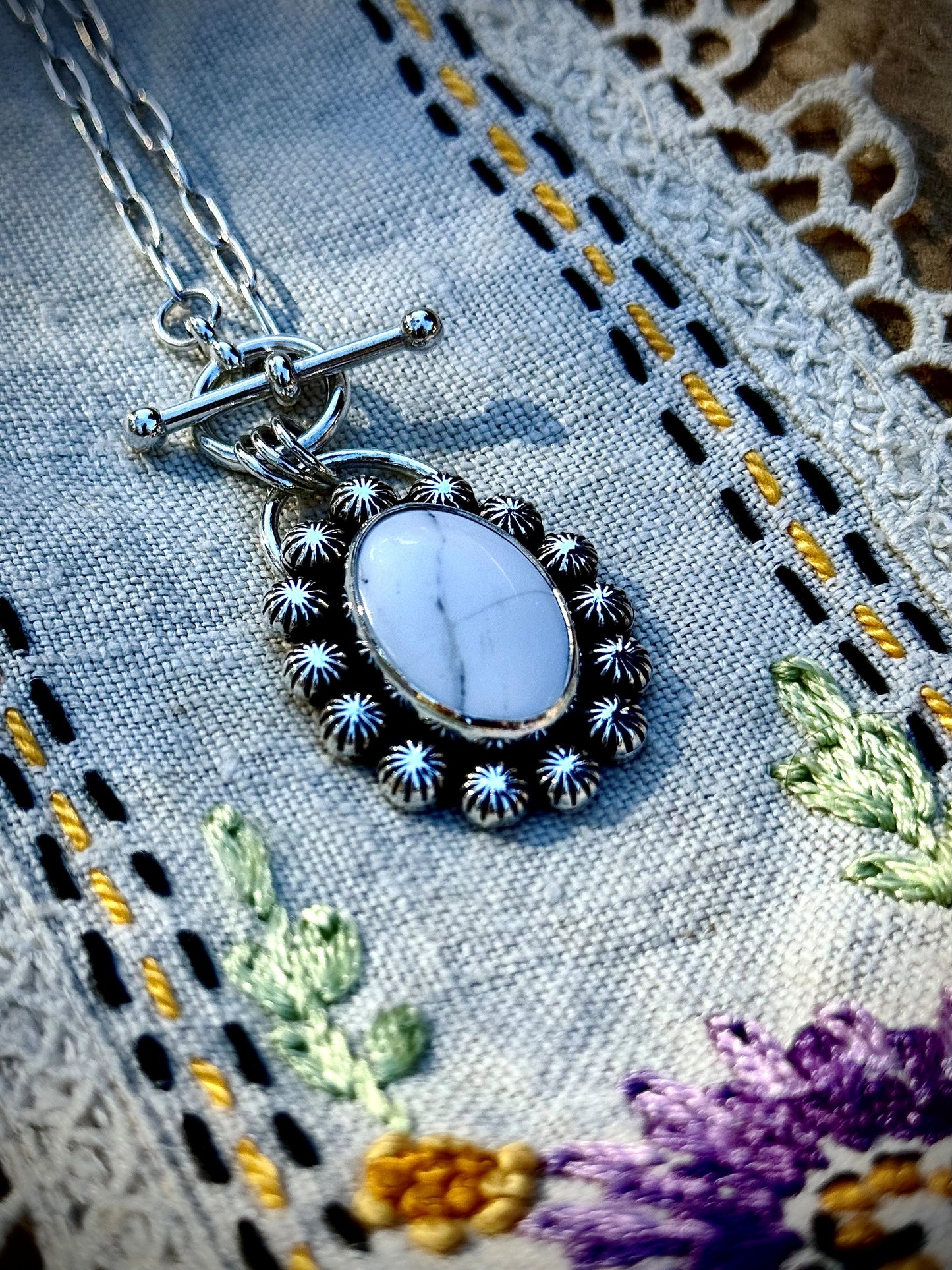 White Buffalo Turquoise Toggle Necklace
