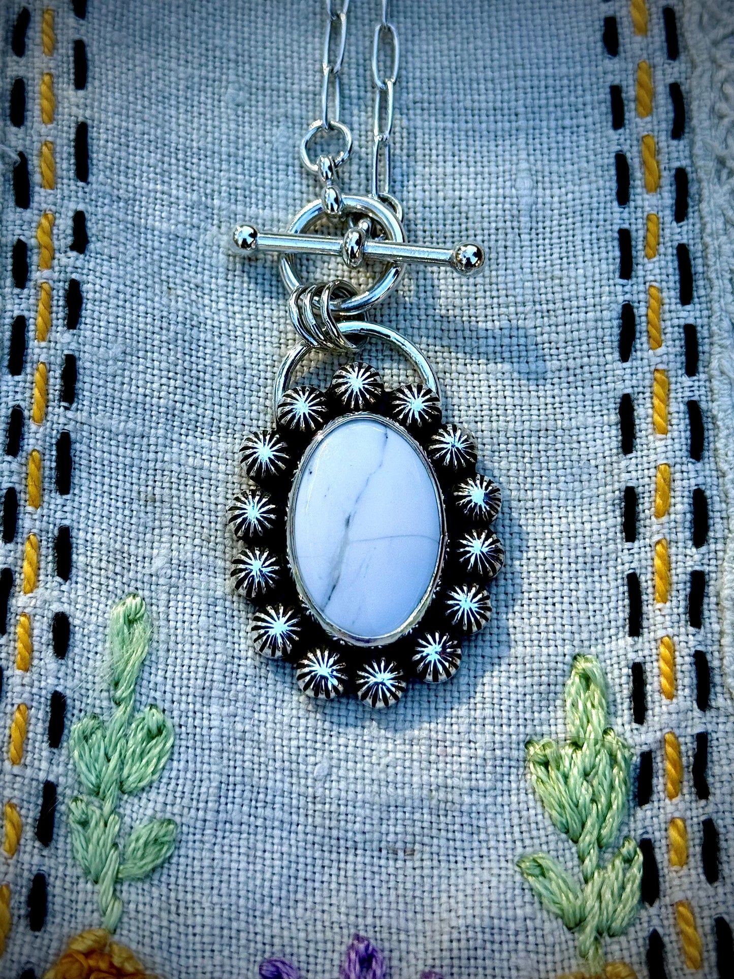 White Buffalo Turquoise Toggle Necklace