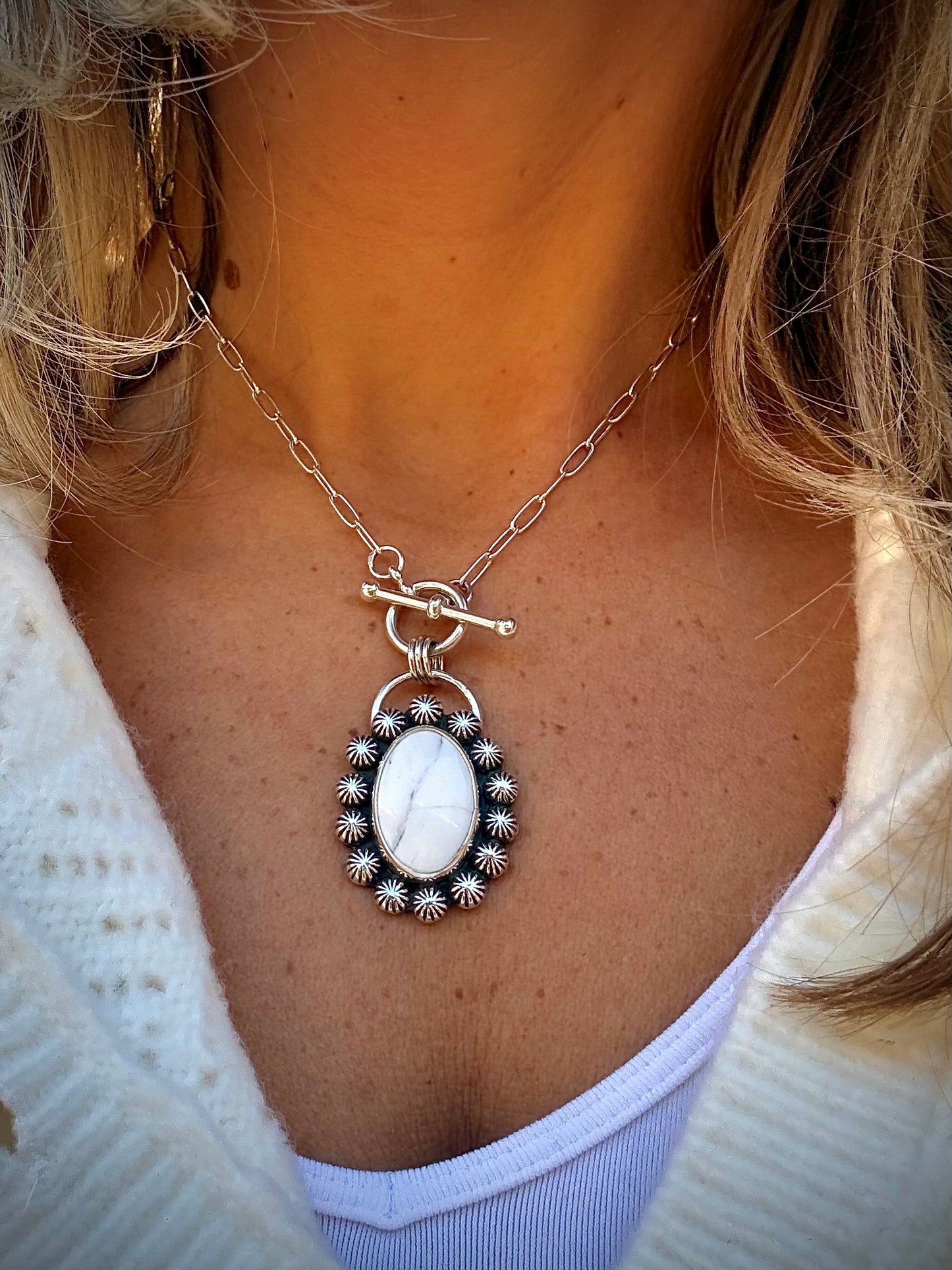 White Buffalo Turquoise Toggle Necklace